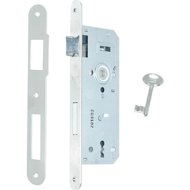 KALE EKSTRA GÖMME ROZET DELİKLİ KAPI KİLİDİ TEK ANAHTARLI RULMANLI 40MM OVAL-NİKEL