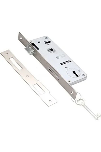 KALE EKSTRA GÖMME KAPI KİLİDİ TEK ANAHTARLI ROZET DELİKLİ - NİKEL 40 MM