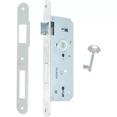 KALE EKSTRA GÖMME ROZET DELİKLİ KAPI KİLİDİ TEK ANAHTARLI RULMANLI 40MM OVAL-NİKEL